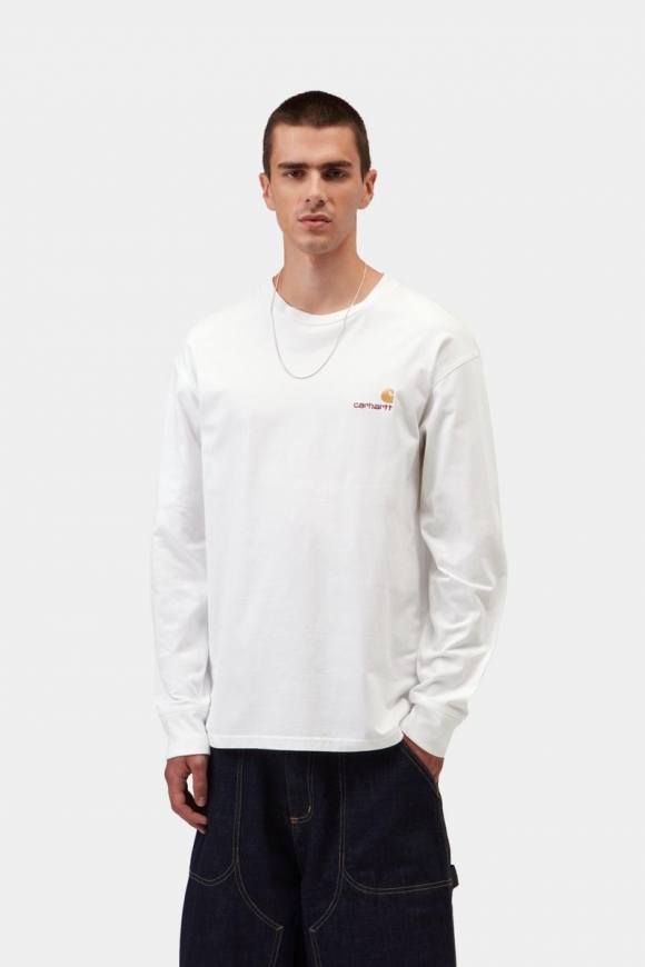 Carhartt L/S American Script T-Shirt - Weiß Carhartt L/S American Script T-Shirt - Weiß