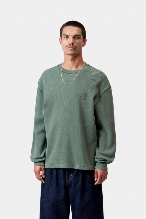 Carhartt L/S Vista Waffle T-Shirt - Dunkler Skarabäus, stückgefärbt Carhartt L/S Vista Waffle T-Shirt - Dunkler Skarabäus, stückgefärbt
