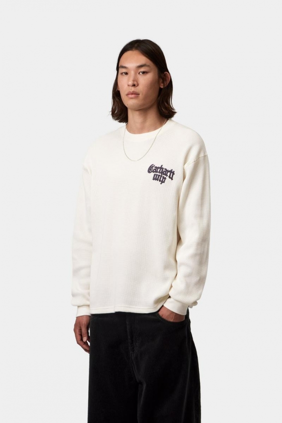 Carhartt L/S Blackletter Waffle T-Shirt - Wachs / Schwarz Carhartt L/S Blackletter Waffle T-Shirt - Wachs / Schwarz