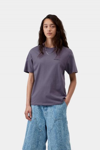 Carhartt S/S Script Embroidery T-Shirt - Schattiges Lila / Dunkles Marineblau