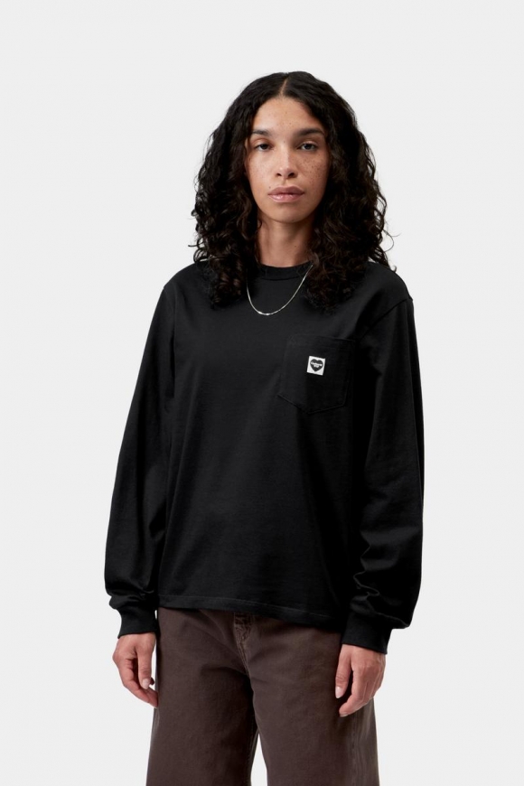 Carhartt L/S Pocket Small Heart T-Shirt - Schwarz / Schwarz