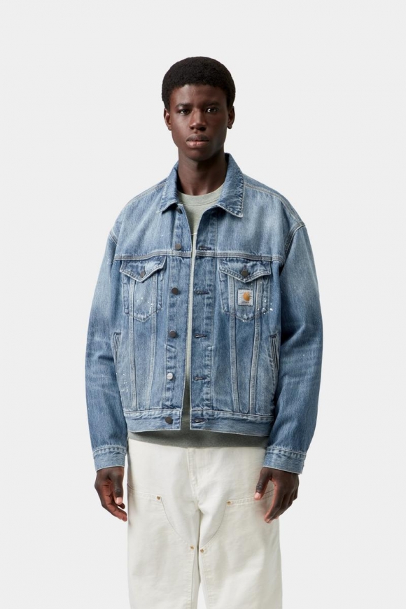Carhartt Helston Jacket - Blau, Zerstörerische Waschung, Spritzer Carhartt Helston Jacket - Blau, Zerstörerische Waschung, Spritzer
