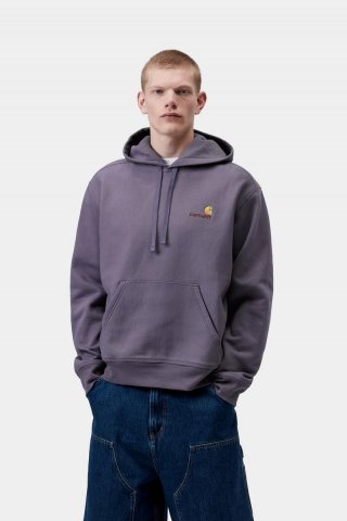 Carhartt Hooded American Script Sweatshirt - Schattiges Lila Carhartt Hooded American Script Sweatshirt - Schattiges Lila