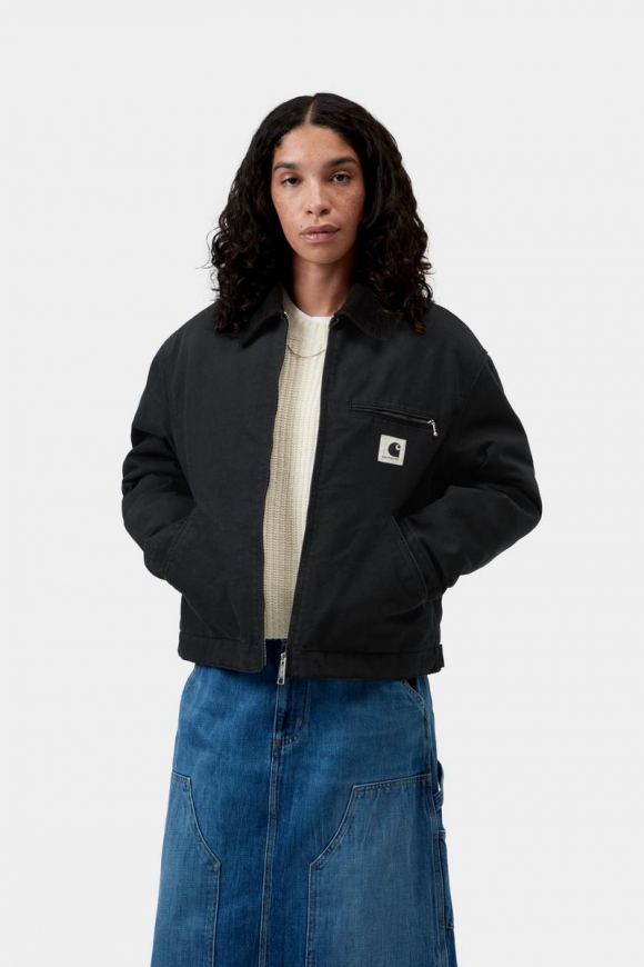Carhartt OG Detroit Jacket - Schwarz / Schwarz, Steinleinwand