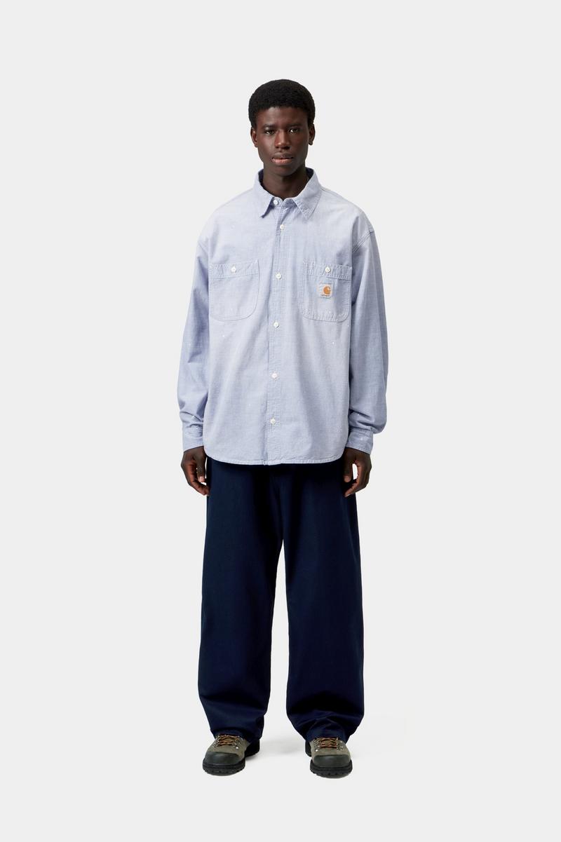 Carhartt L/S Painter Shirt - Blau, getragen, gebraucht, Spritzer