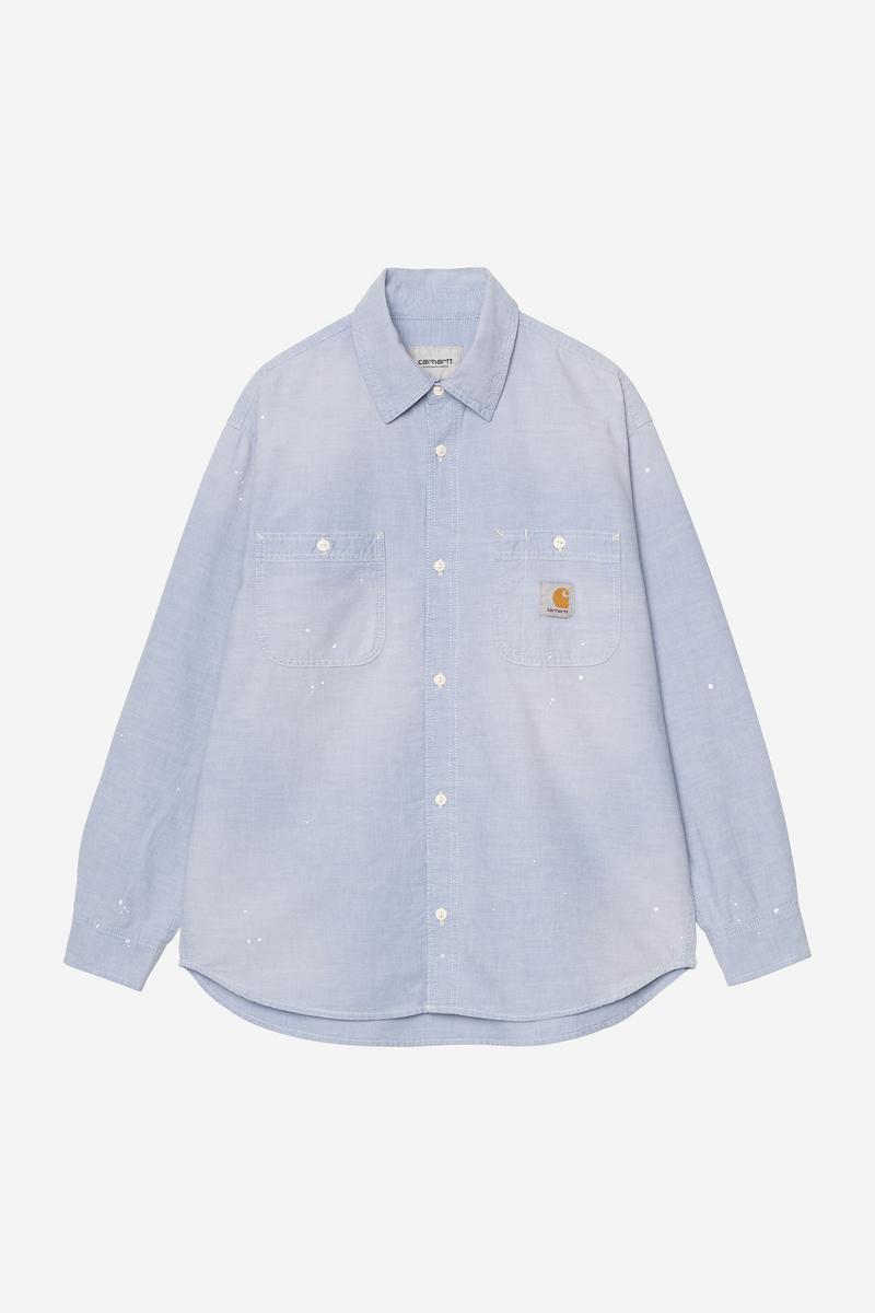 Carhartt L/S Painter Shirt - Blau, getragen, gebraucht, Spritzer