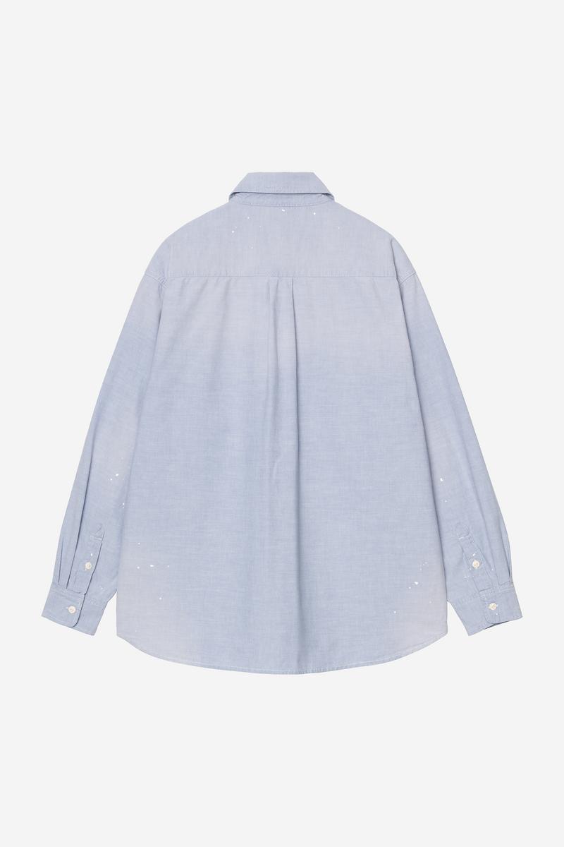 Carhartt L/S Painter Shirt - Blau, getragen, gebraucht, Spritzer