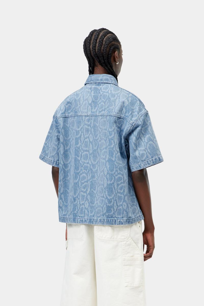 Carhartt S/S Snake Lovilia Shirt - Snake Camo, Blau, gebleicht