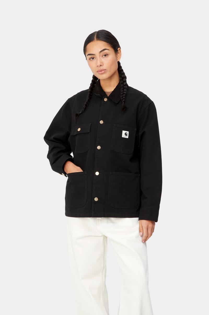 Carhartt OG Michigan Coat (Summer) - Schwarz / Schwarz, gespült