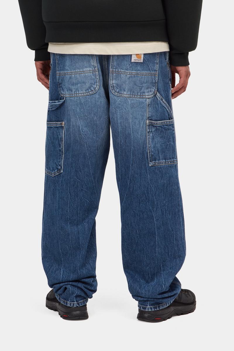 Carhartt Double Knee Pant - Blau, Marmor in Used-Waschung