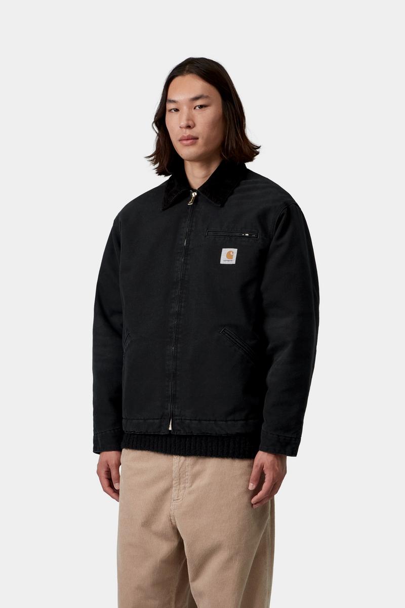 Carhartt OG Detroit Jacket - Schwarz / Schwarz, Steinleinwand