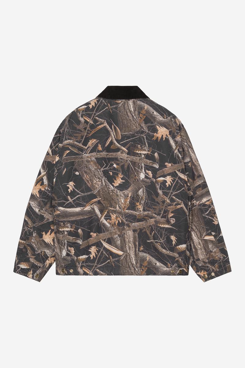 Carhartt OG Detroit Jacket - Camo Feather Tree, Schwarz / Schwarz, Heavy Stone Wash