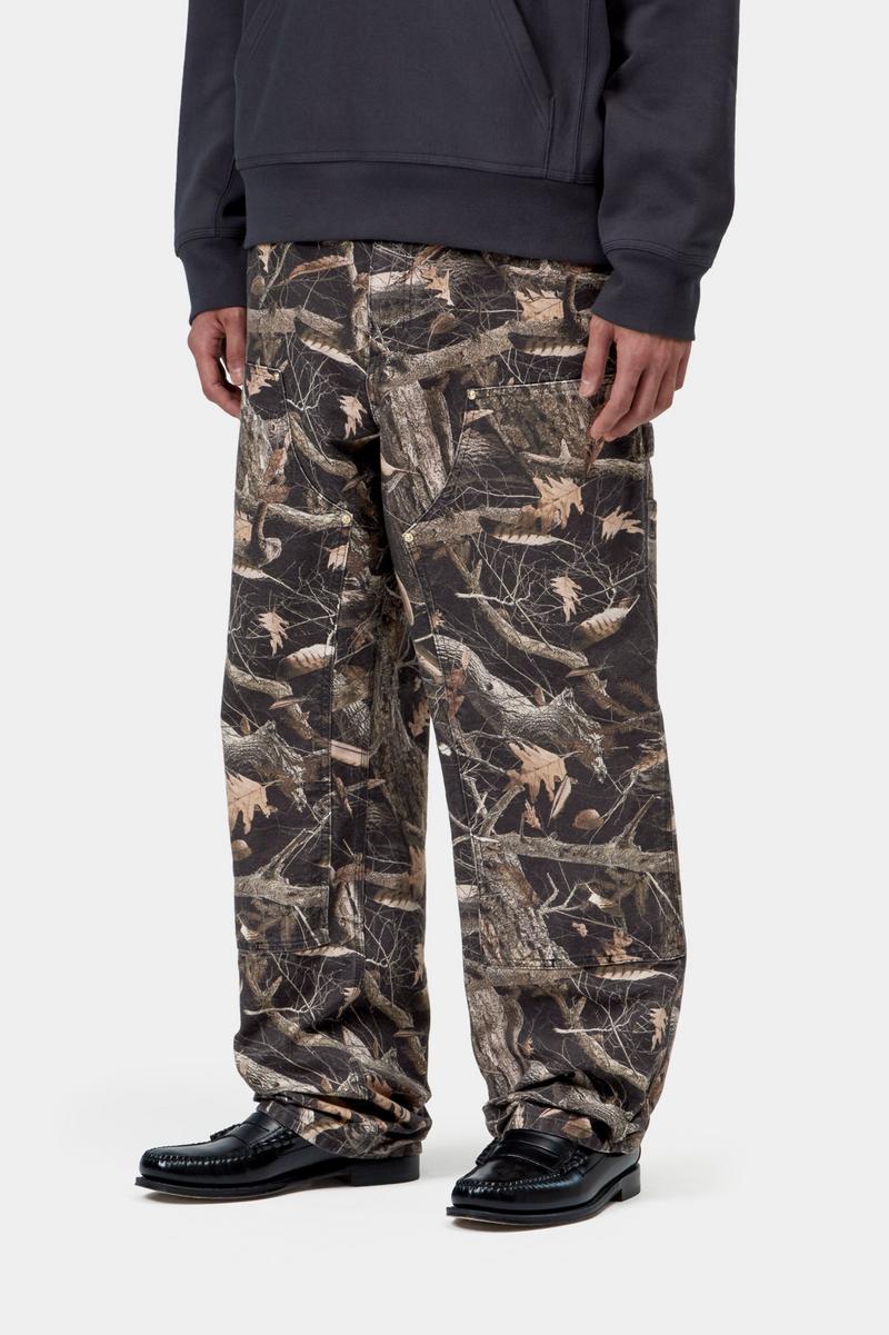 Carhartt Double Knee Pant - Camo Feather Tree, Schwarz, Heavy Stone Wash
