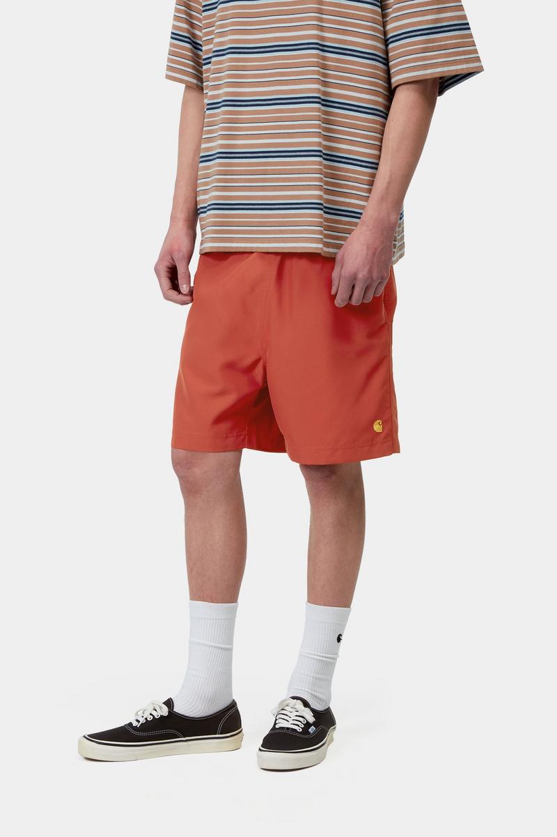 Carhartt Chase Swim Trunks - Oxidrot / Gold