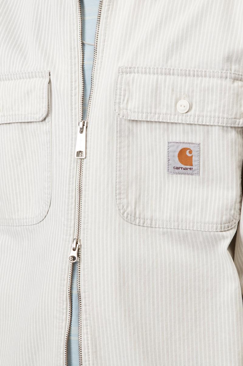 Carhartt Mercer Shirt Jac - Mercer Stripe, Graphit/Wachs, gebleicht