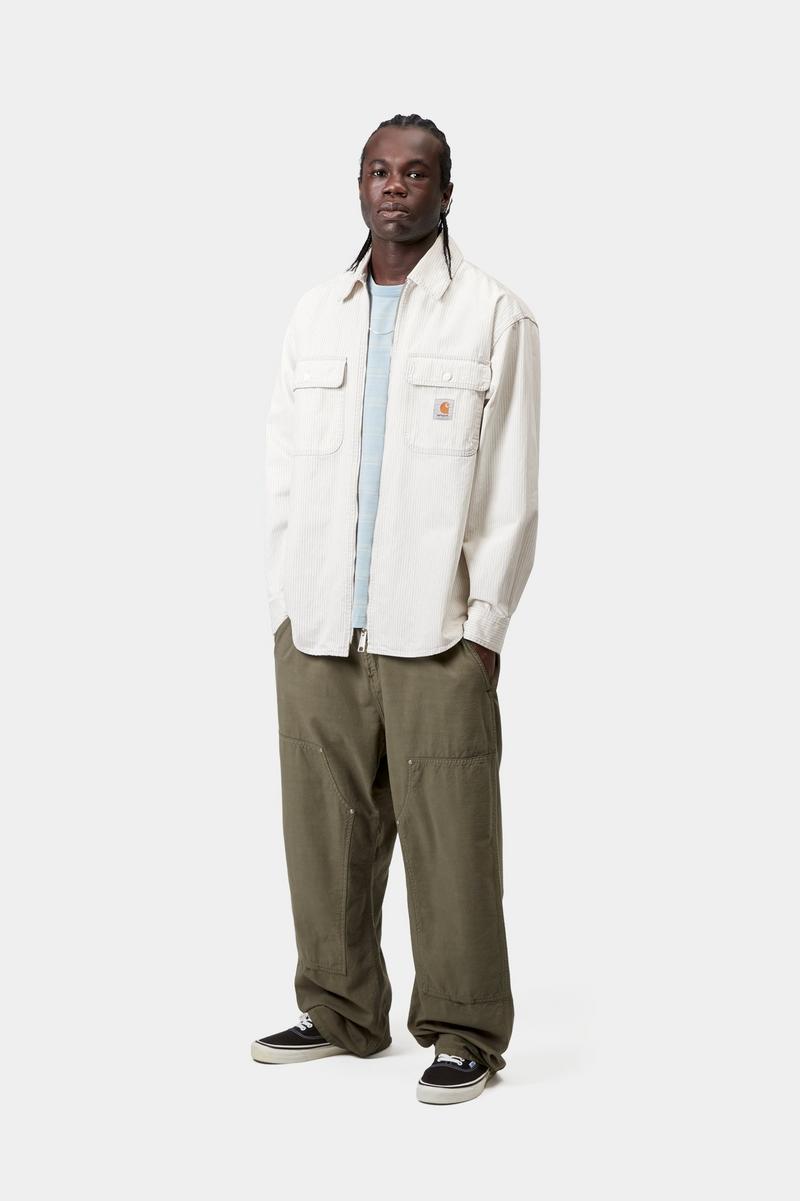 Carhartt Mercer Shirt Jac - Mercer Stripe, Graphit/Wachs, gebleicht