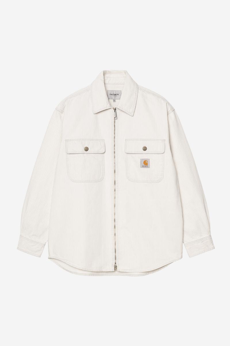 Carhartt Mercer Shirt Jac - Mercer Stripe, Graphit/Wachs, gebleicht