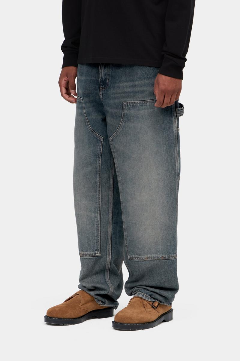 Carhartt Double Knee Pant - Blau, getragene Gebrauchtwäsche