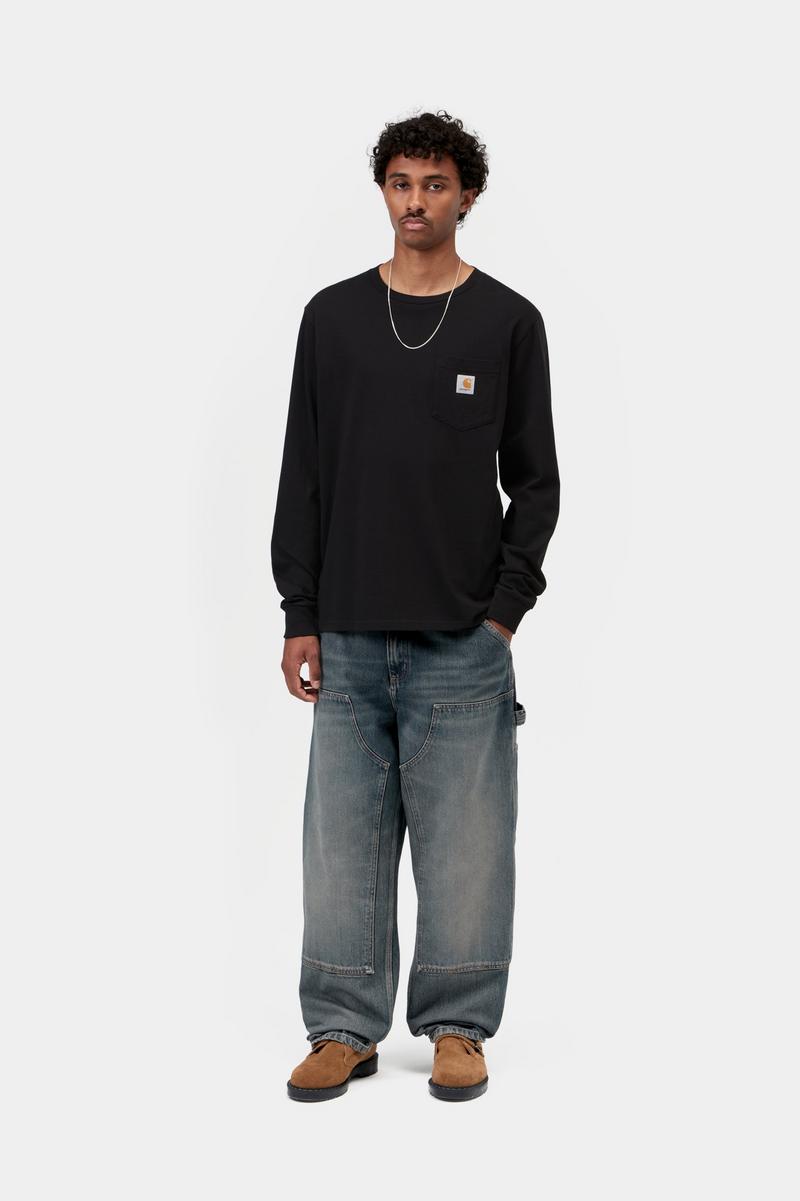 Carhartt Double Knee Pant - Blau, getragene Gebrauchtwäsche