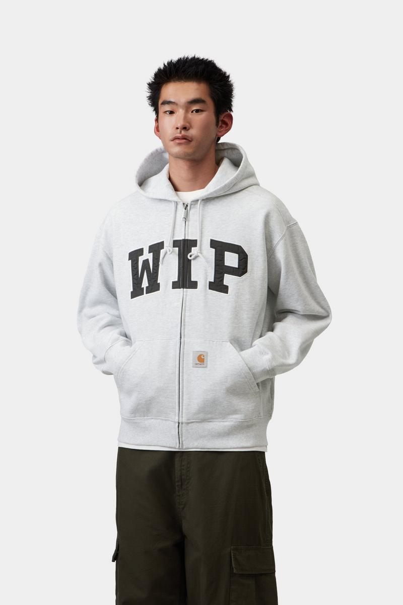 Carhartt Hooded WIP Sweat Jacket - Ash Heather, Stonewashed