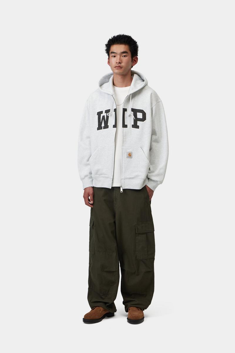 Carhartt Hooded WIP Sweat Jacket - Ash Heather, Stonewashed