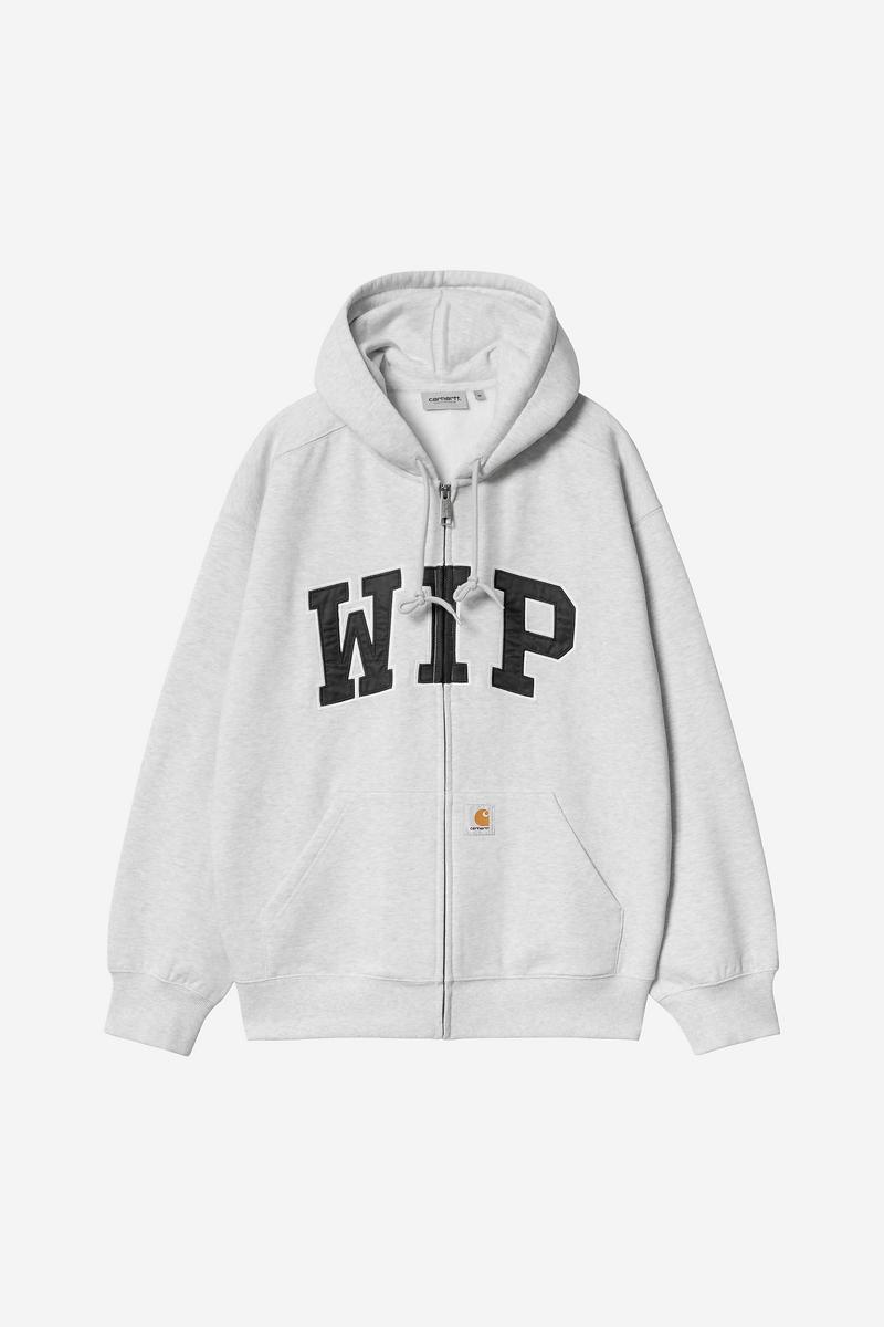Carhartt Hooded WIP Sweat Jacket - Ash Heather, Stonewashed