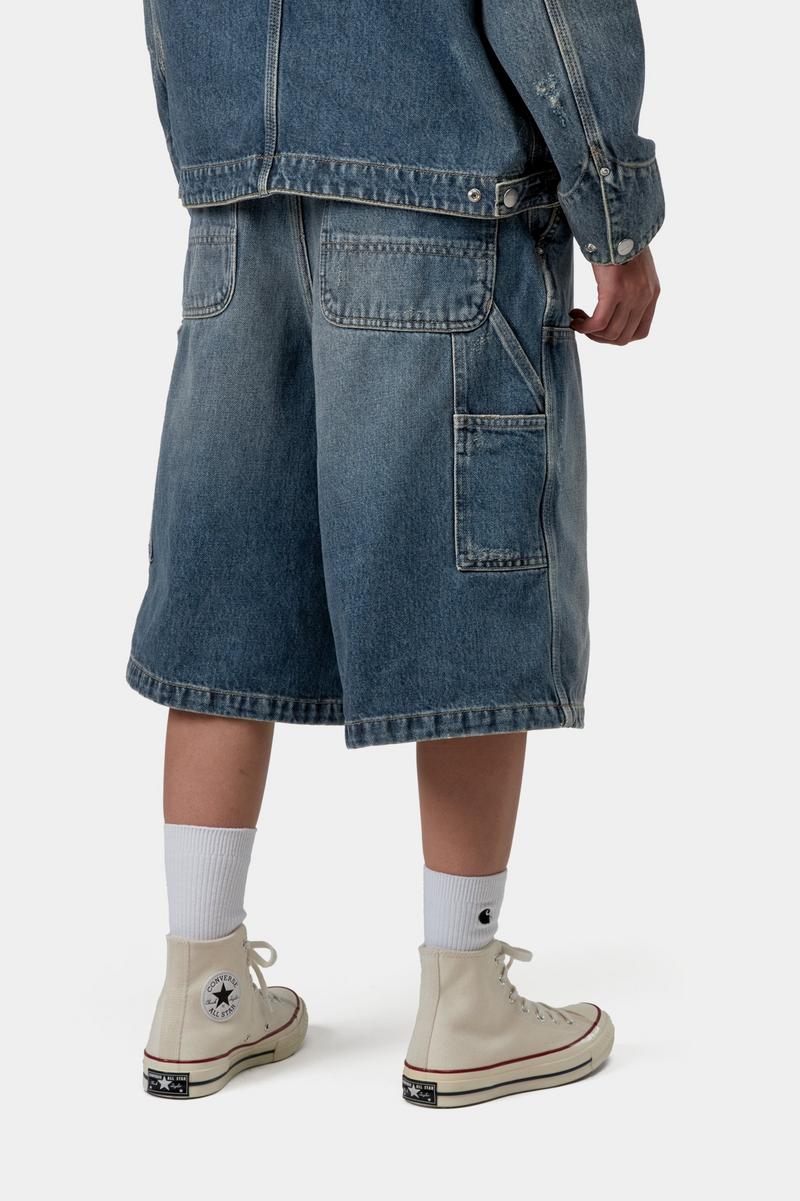 Carhartt Nixon Double Knee Short - Blau, Grind-Waschung