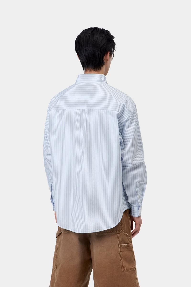 Carhartt L/S Keene Shirt - Keene Stripe, Weiß