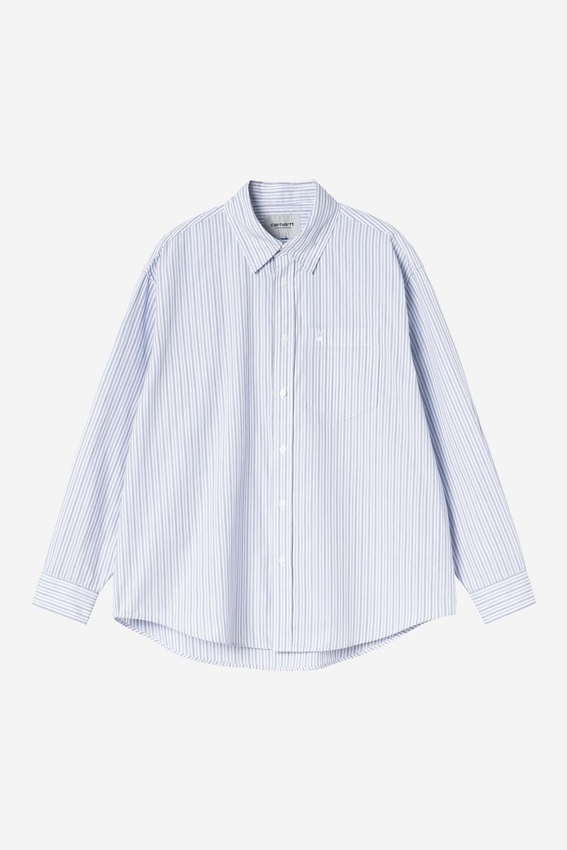 Carhartt L/S Keene Shirt - Keene Stripe, Weiß