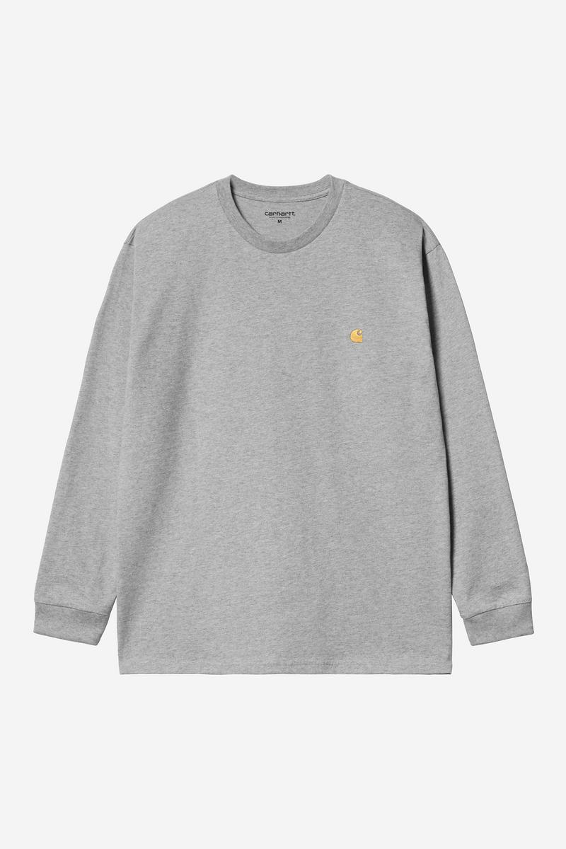 Carhartt L/S Chase T-Shirt - Grau meliert / Gold