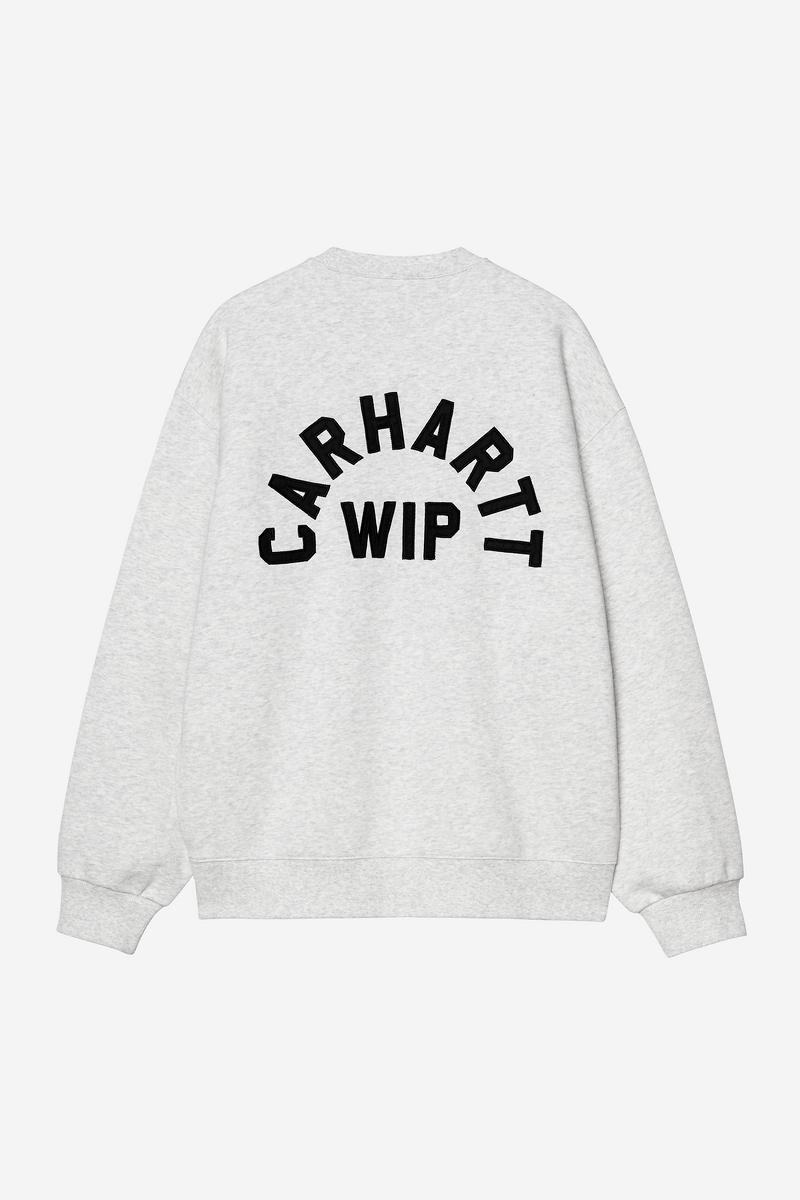 Carhartt Arch Script Sweat - Ash Heather / Dark Navy, Stonewashed