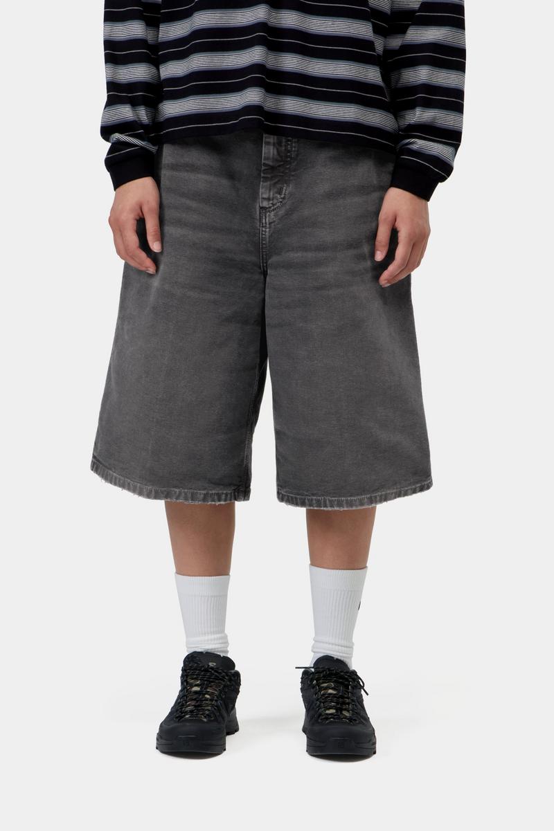 Carhartt Nixon Single Knee Short - Schwarz, Destroy-Waschung