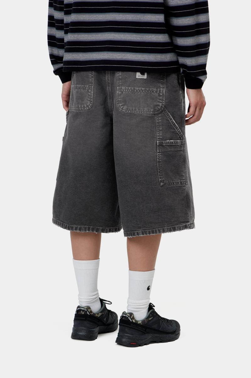 Carhartt Nixon Single Knee Short - Schwarz, Destroy-Waschung