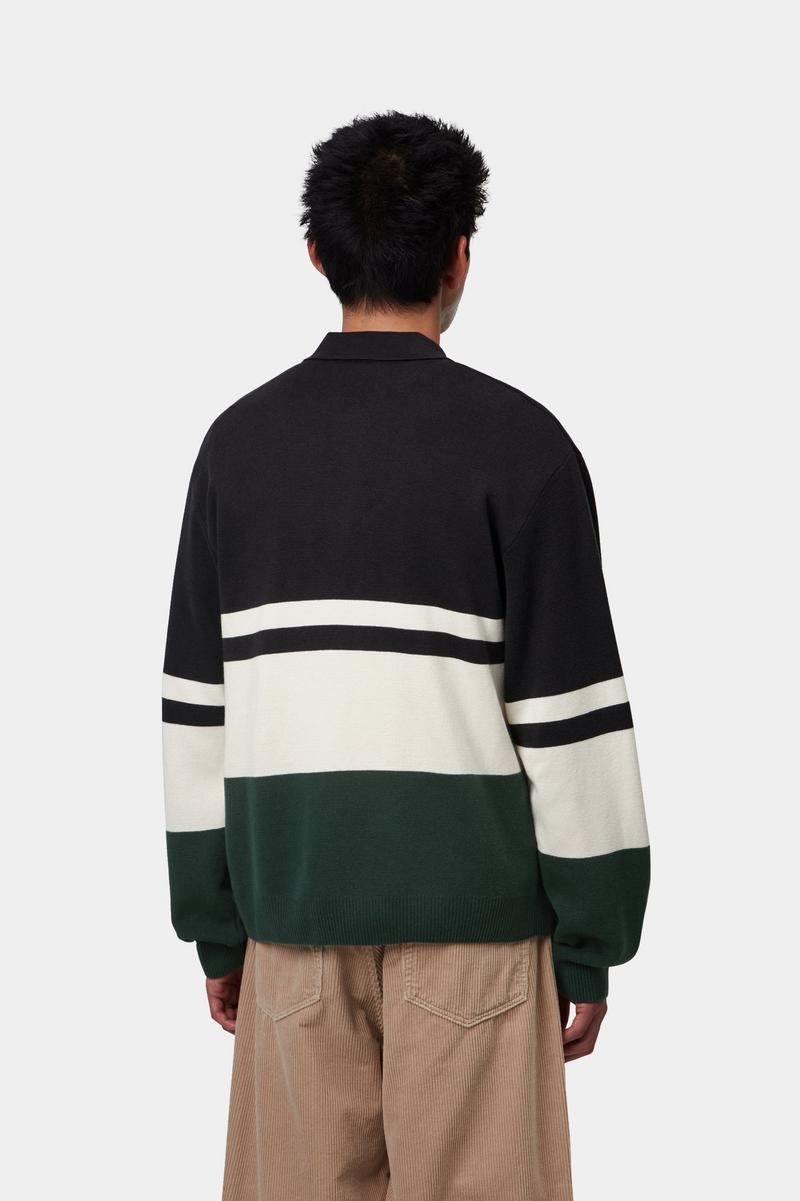 Carhartt L/S Austin Polo - Rugby-Jacquard, Ruß