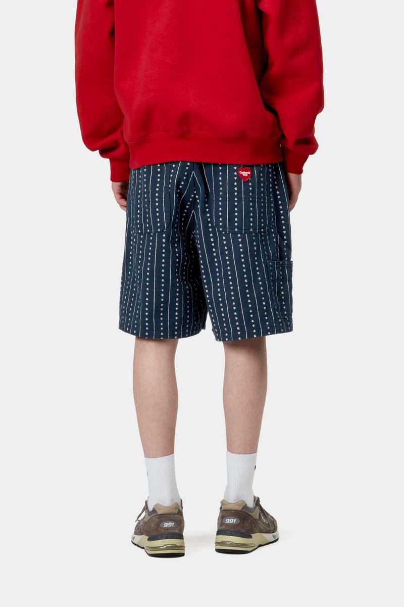 Carhartt Drewe Short - Herz C Nadelstreifen, Tinte/Natur, gespült