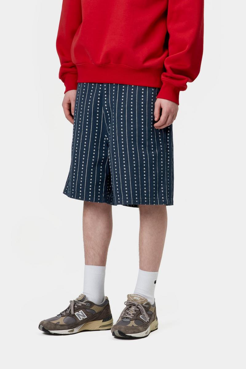 Carhartt Drewe Short - Herz C Nadelstreifen, Tinte/Natur, gespült