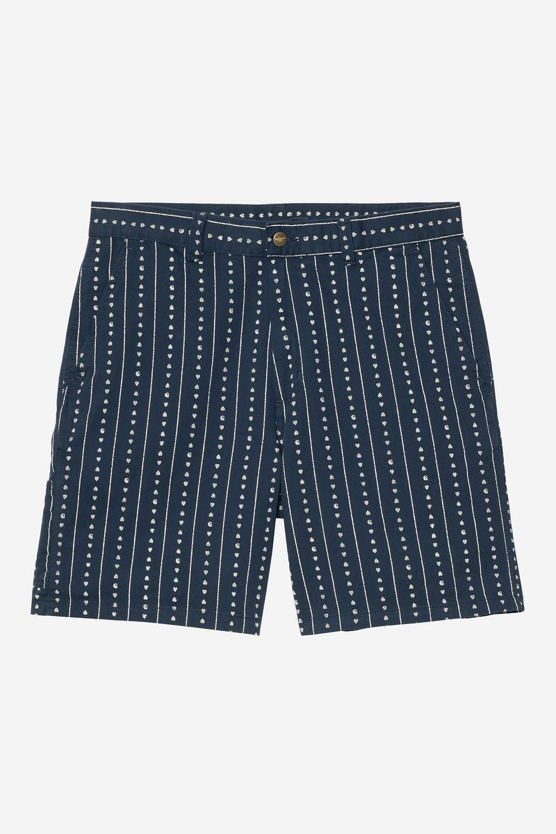 Carhartt Drewe Short - Herz C Nadelstreifen, Tinte/Natur, gespült
