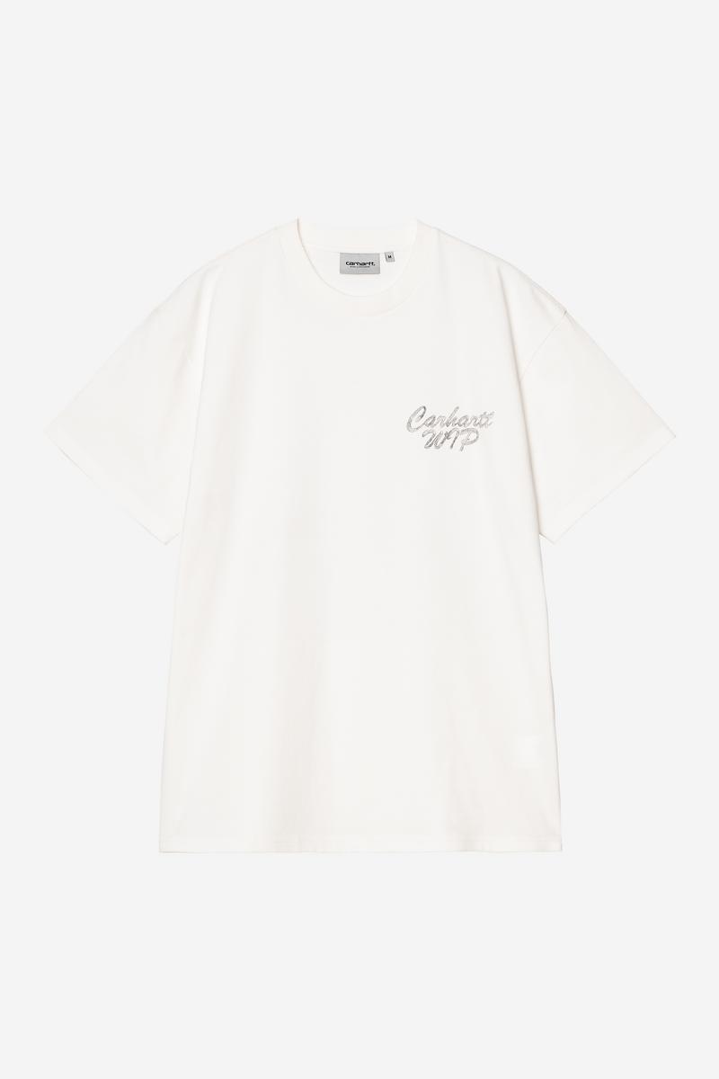 Carhartt S/S Hatching Script T-Shirt - Wachs, stückgefärbt