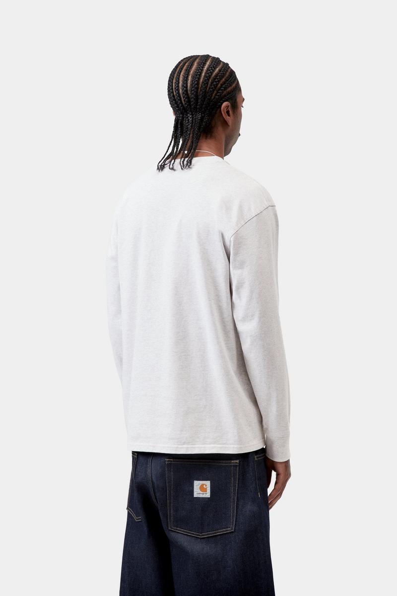 Carhartt L/S American Script T-Shirt - Ash Heather