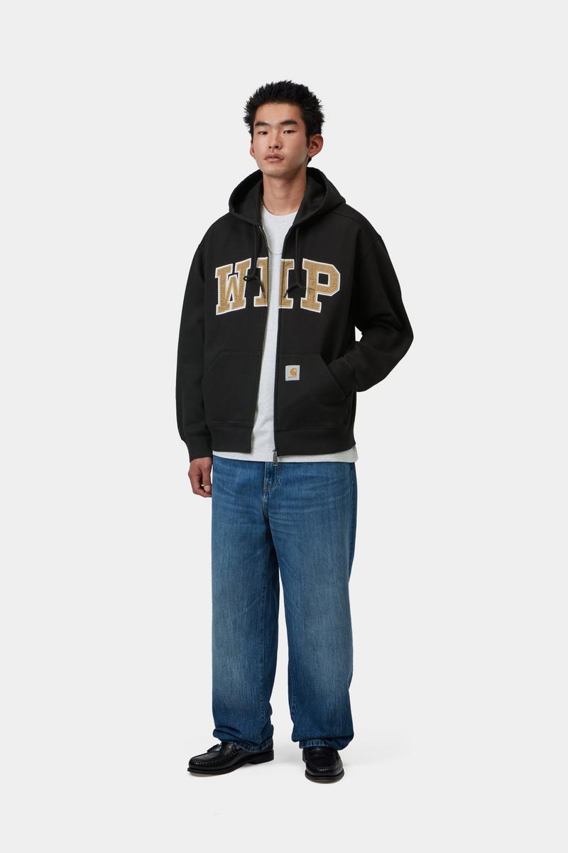 Carhartt Hooded WIP Sweat Jacket - Schwarz, Stonewashed