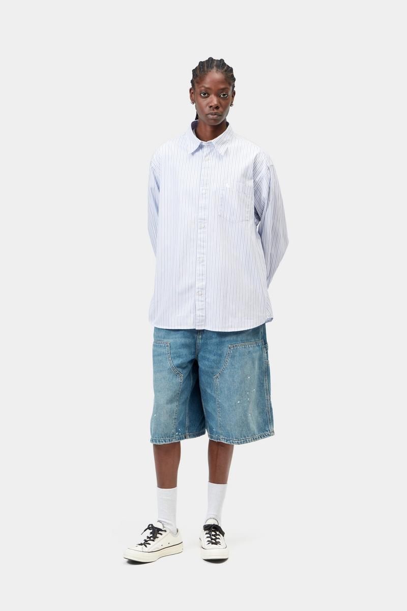 Carhartt L/S Keene Shirt - Keene Stripe, Weiß