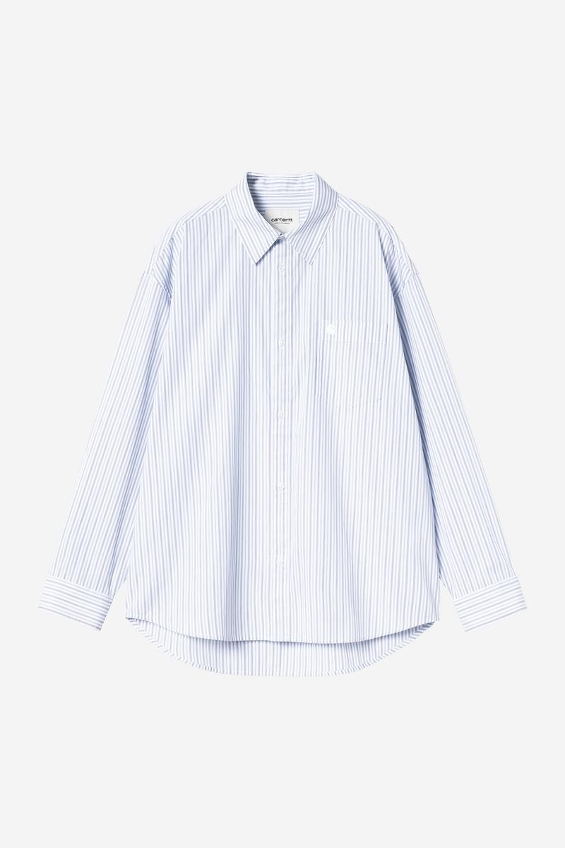 Carhartt L/S Keene Shirt - Keene Stripe, Weiß