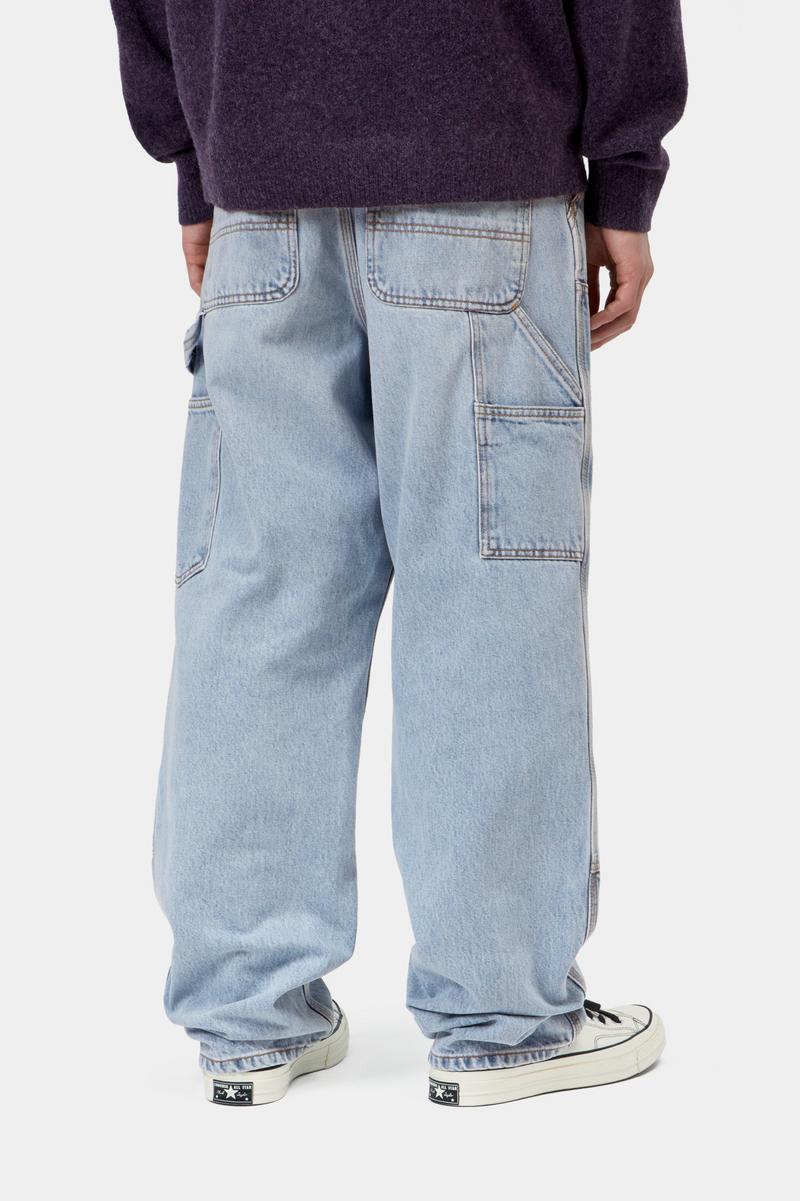 Carhartt Double Knee Pant - Blau, stark abgenutzt, gebleicht