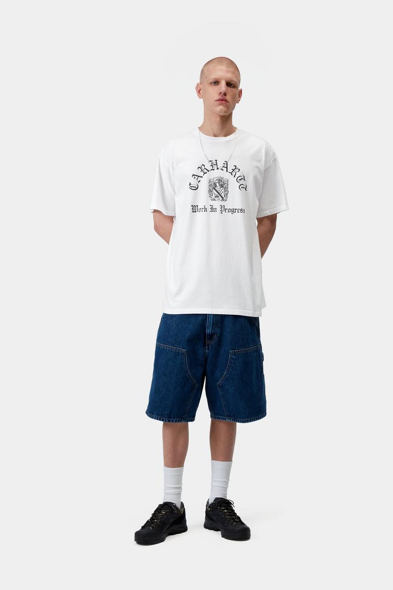 Carhartt S/S Coat Of Arms T-Shirt - Weiß, schwere Steinwäsche