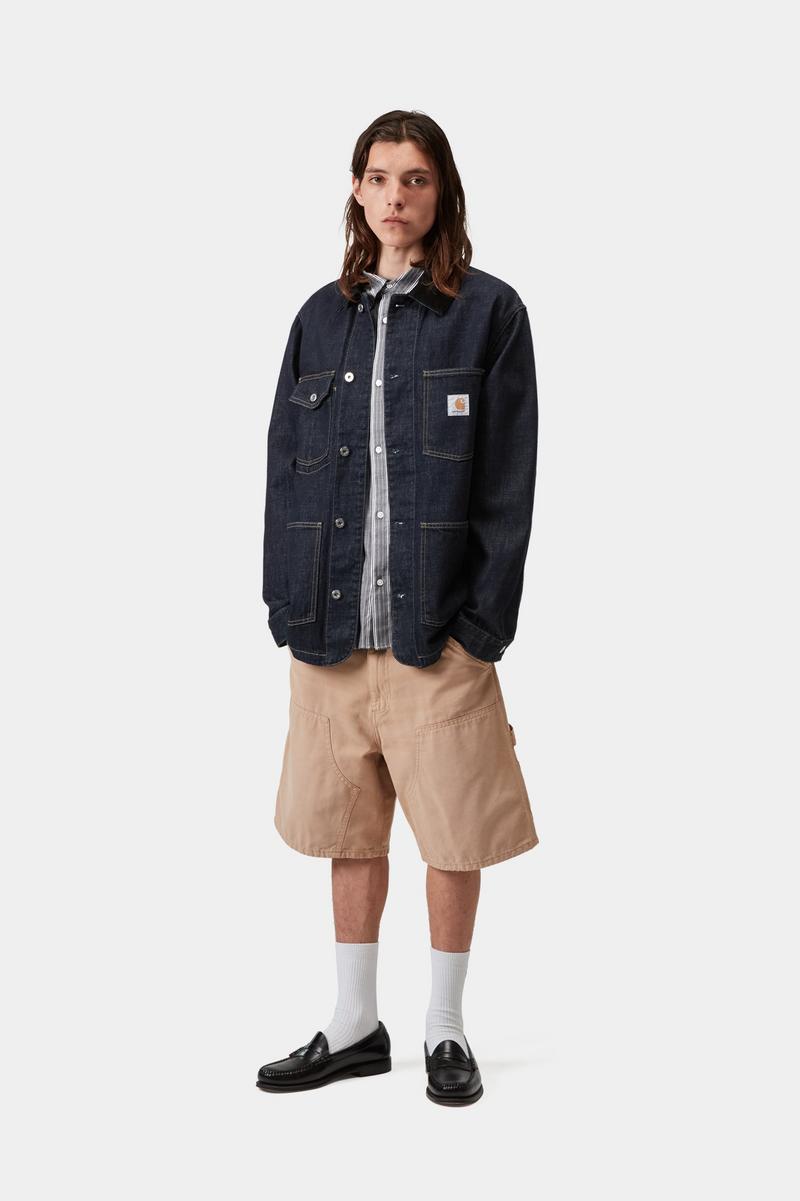 Carhartt Warren Chore Coat - Blau/Schwarz, gespült