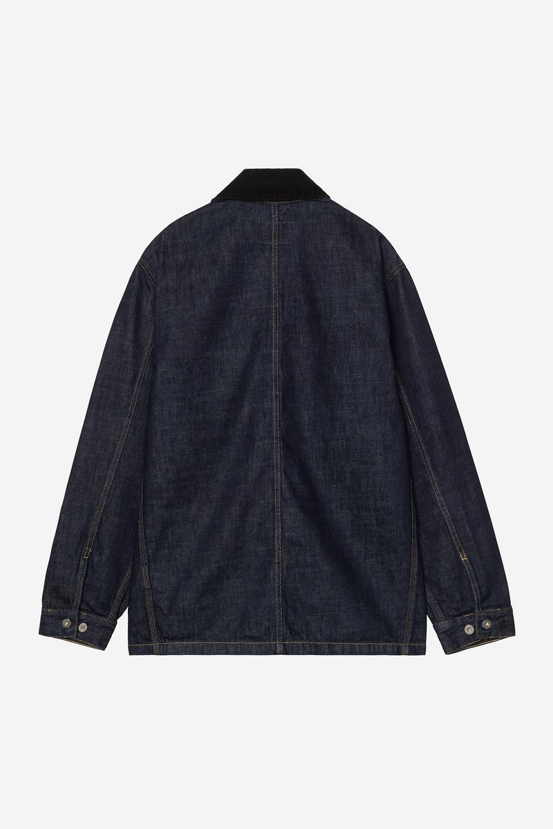 Carhartt Warren Chore Coat - Blau/Schwarz, gespült