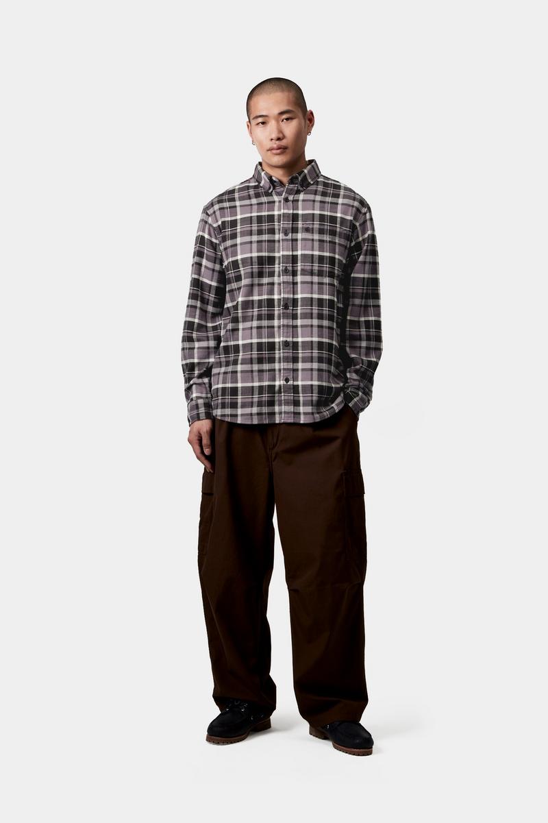 Carhartt L/S Fendrick Shirt - Fendrick Check, Schwarz