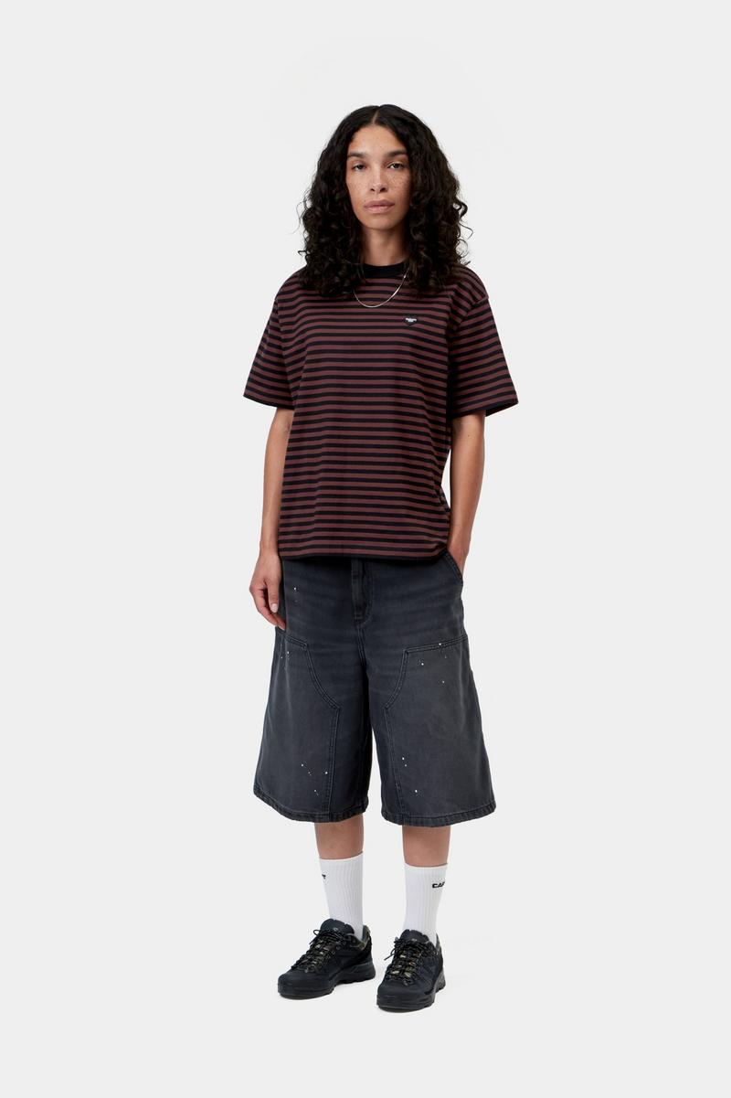 Carhartt S/S Essy T-Shirt - Essy Stripe, Schwarz / Amarone