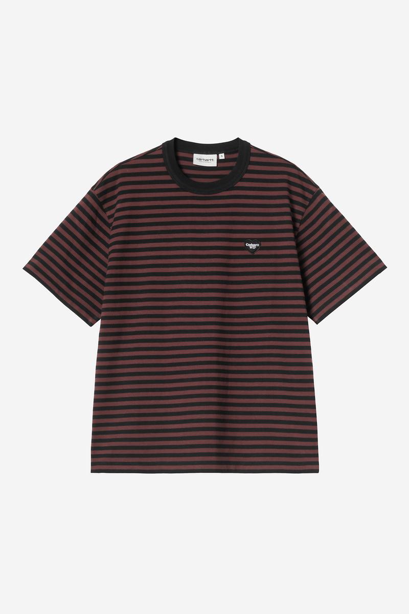 Carhartt S/S Essy T-Shirt - Essy Stripe, Schwarz / Amarone