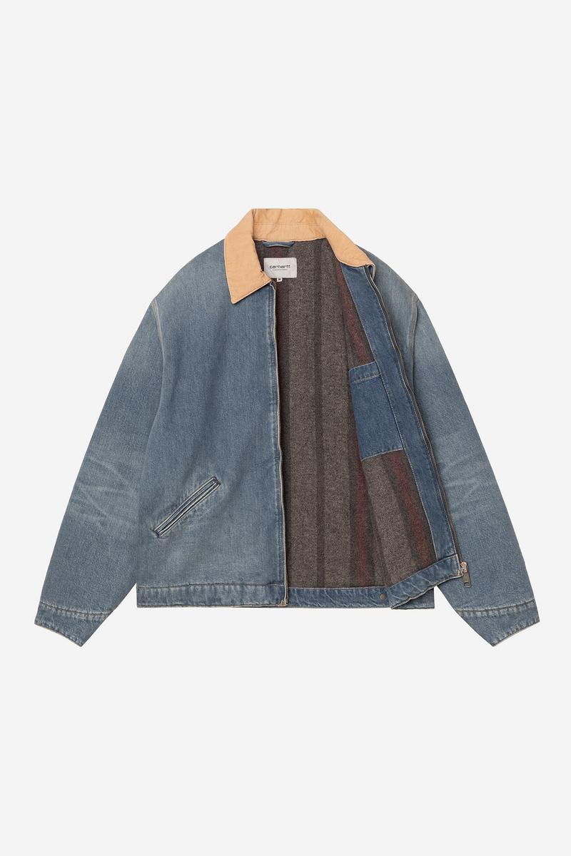 Carhartt OG Detroit Jacket - Blau / Staubiges H-Braun, alte gebrauchte Waschung